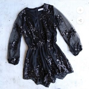 Reverse sequin black romper size small